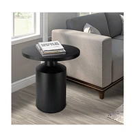 Slickblue Modern Round Iron Side Table with Pedestal Base for Sleek and Contemporary Home Decor