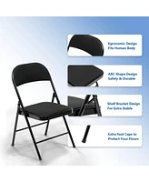 Skonyon 10-Pack Folding Chair Fabric Upholstered Padded Seat Metal Frame for Home Office Dining Room