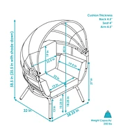 Modern Luxury Egg Chair - Powder-Coated Aluminum Frame with Polyester Cushion and Retractable Canopy Blue