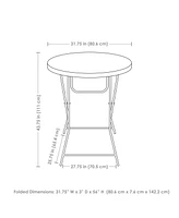 Plastic Bar-Height Folding Table - Patio Bar-Height Table with Iron Legs and Plastic Top - 31.75" Diameter - Gray