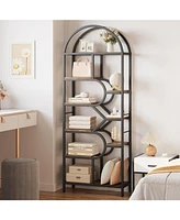 gaomon Bookshelf 6 Tier Arched Bookcase 81.7in Tall Display Racks Geometric Open Storage Shelf