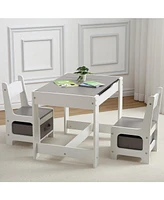 gaomon Kids Table and Chair Set, Wooden Activity Table with Storage Drawer for Toddlers Arts