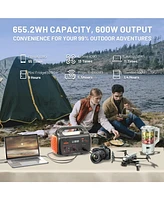 Mondawe 600W Portable Power Station 655.2Wh 2550mAh Solar Generator Power Supply with Ac Outlet