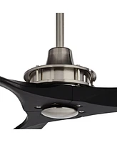 52" Windspun Modern Indoor Ceiling Fan 3 Blade Remote Control Brushed Nickel Finish Black Wood Blades Bedroom Living Room Kitchen Dining Room Office D