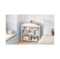 gaomon White Wood 1 White Rectangular Toy Storage Organizer 9-Cubby Kids Bookshelf