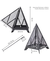 Majestic Pyramid Heavy-Duty Steel Mesh Outdoor Fire Pit - Includes Protective Cover and Poker - Powder-Coated Black Finish