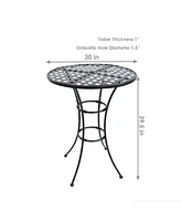 Sunnydaze Decor Elegant Black Wrought Iron Bar Table - 30-Inch Diameter x 39.5 Inches Tall - Dining Table Only