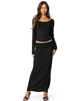 Edikted Women's Johanna Fold Over Maxi Skirt