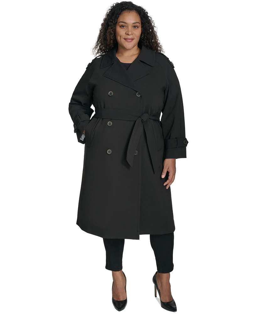 Dkny Plus Belted Double-Breasted Trench Coat