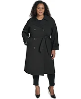 Dkny Plus Belted Double-Breasted Trench Coat
