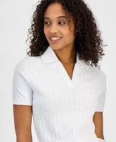 Tommy Hilfiger Women's Short-Sleeve Cable-Knit Cotton Sweater