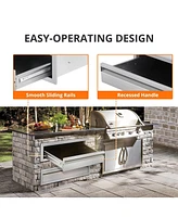 gaomon 30" W x 6.5" H x 23" D Outdoor Kitchen Drawers, Stainless Steel Outdoor Kitchen Drawers, 1-Layer Flush Mount Bbq Drawers for Bbq Island, Grill