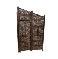 Slickblue Hand-Carved Foldable 4-Panel Wooden Partition Screen Room Divider for Elegant and Functional Space Separation