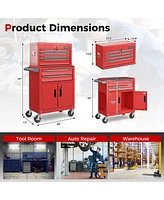 Gymax 2 in 1 Rolling Cabinet Storage Organizer Chest Box Garage 6 Drawer Toolbox