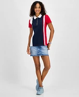 Tommy Hilfiger Women's Colorblocked Quarter-Zip Polo Shirt
