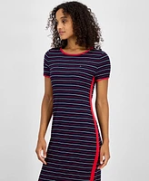 Tommy Hilfiger Women's Striped Short-Sleeve Midi Dress