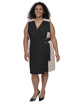 Dkny Plus Colorblocked Wrap Dress