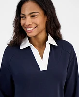 Nautica Jeans Women's Contrast Trim Cotton Tunic Top