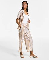 Nautica Jeans Women's Pull-On Wide-Leg Paisley Pants