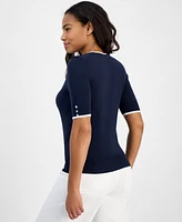 Nautica Jeans Women's Short-Sleeved Crewneck Sweater