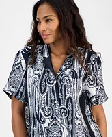 Nautica Jeans Women's Paisley-Print Camp Shirt