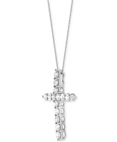 Diamond Cross Pendant Necklace (2 ct. t.w.) in 14k White Gold, 16" + 2" chain extender