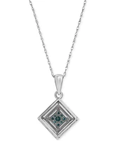 Blue Diamond (1/5 ct. t.w.) & White Diamond (1/3 ct. t.w.) 18" Pendant Necklace in 10k White Gold