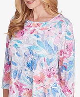 Alfred Dunner Women's Classic Floral Spray Crewneck Top