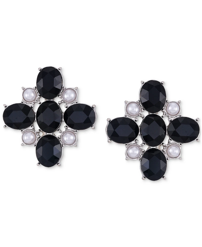 Guess Stone & Imitation Pearl Flower Clip-On Stud Earrings