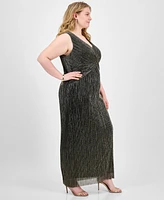 Connected Plus Twisted Metallic Jersey Maxi Dress