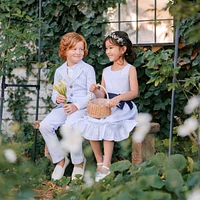 Hope & Henry Heirloom Girls' Organic Sleeveless Special Occasion Seersucker Party Dress with Cross Back
