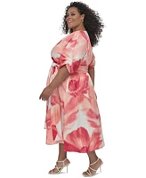 Dkny Plus Cotton Puff-Sleeve Fit & Flare Dress