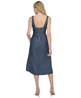 Dkny Petite Scoop-Neck Sleeveless Fit & Flare Denim Dress