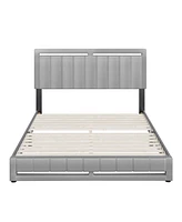 Boyd Sleep Belle Upholstered Platform Bed with Headboard, Mattress Foundation with Strong 14 Wood Slat Supports