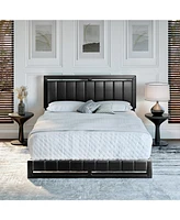 Boyd Sleep Belle Upholstered Platform Bed with Headboard, Mattress Foundation with Strong 14 Wood Slat Supports