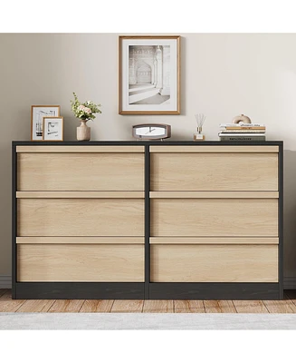 gaomon 6 Drawer Dresser for Bedroom, Modern Dresser Organizer Storage Chest, Wooden Double Chest of Drawers for Bedroom