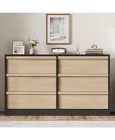 gaomon 6 Drawer Dresser for Bedroom, Modern Dresser Organizer Storage Chest, Wooden Double Chest of Drawers for Bedroom