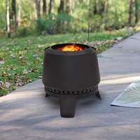 Sunnydaze Decor Arrow Motif 21" H Heavy-Duty Steel Smokeless Fire Pit - Includes Protective Pvc Cover and Poker - Black