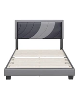 Bree Pu Leather Upholstered Platform Bed Frame with Adjustable Headboard