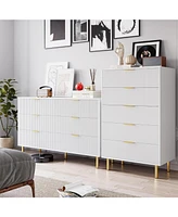 gaomon 6 Drawer Dresser for Bedroom, 56” Wide Wood Dresser Organizer with Metal Legs, Modern Chest of Drawers for Bedroom, Hallway
