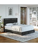 Boyd Sleep Siri Upholstered Platform Bed with Headboard, Mattress Foundation with Strong 14 Wood Slat Supports
