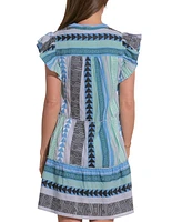 Elan Women's Split-Neck Flutter-Sleeve Dress