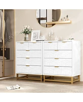 gaomon 5 Drawer Dresser with Metal Legs, Modern Dresser Chest Organizer with Wide Storage, Chest of Drawers for Bedroom, Living Room