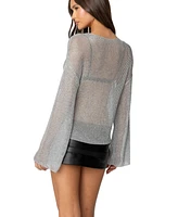 Edikted Women's Drop Shoulder Sheer Knit Sweater