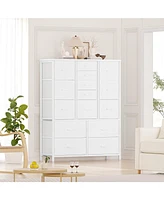 gaomon 15 Drawers Fabric Dresser for Bedroom, Tall Vertical Storage Dresser & Chests of Drawers, Storage Drawer Organizer w/Metal Frame