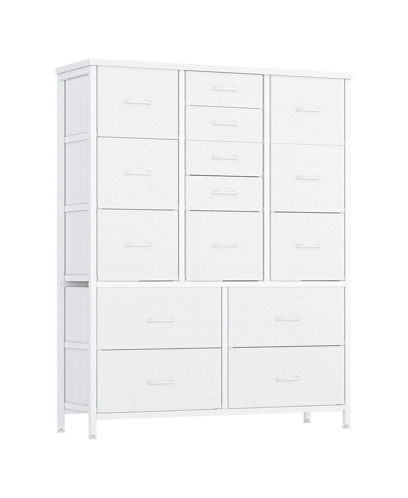 gaomon 15 Drawers Fabric Dresser for Bedroom, Tall Vertical Storage Dresser & Chests of Drawers, Storage Drawer Organizer w/Metal Frame