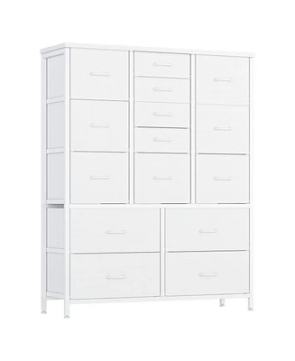 gaomon 15 Drawers Fabric Dresser for Bedroom, Tall Vertical Storage Dresser & Chests of Drawers, Storage Drawer Organizer w/Metal Frame