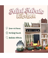 Sunnydaze Decor Mini Meals Interactive Play Kitchen with Lights and Sounds - Kids Toy Kitchen Playset with 65-Piece Accessory Pack