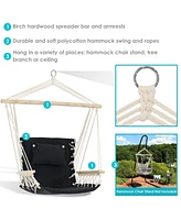 Outdoor Hanging Hammock Chair with Armrests - Polycotton Fabric - 300-Pound Capacity - Storm