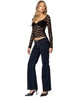 Edikted Women's Ribbon Lace Up Low Rise Jeans